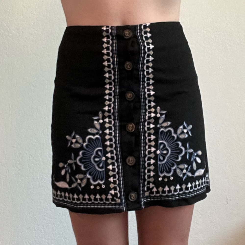 (3 for $20) Embroidered Skirt Black and Blue
